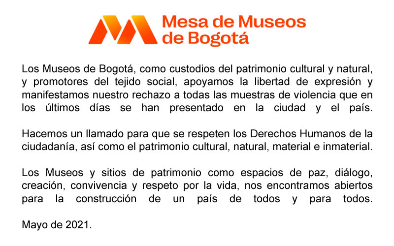 Pronunciamiento Mesa de Museos de Bogota